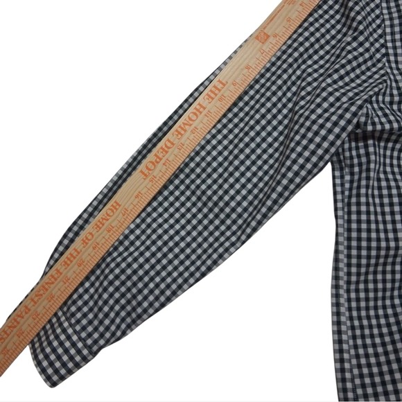 Men's Michael Kors Sz. 18 1/2, 34/35 Midnight Green Long Sleeve Checkered Shirt - Picture 7 of 10